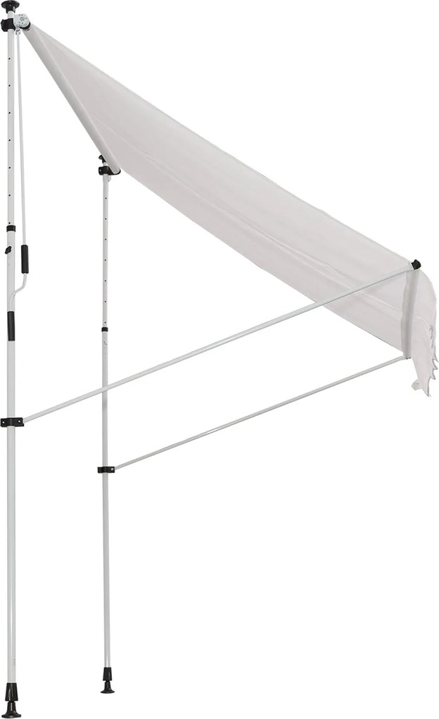 Outsunny 2x1,5m Kézi Összecsukható Napellenző Kültéri Terasz Árnyékoló Magasságállító Karral 170-280 cm Fúrás Nélkül Erkélyre Kertbe Fehér | Aosom