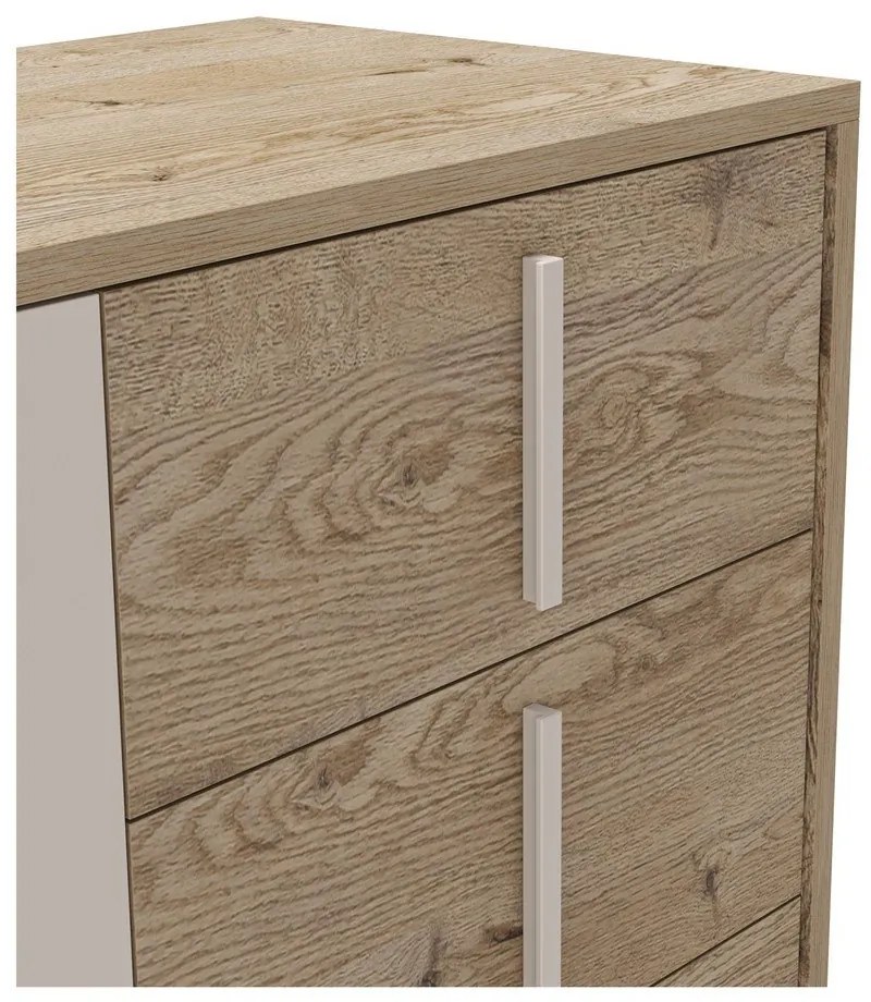 Szürke-natúr színű alacsony komód tölgyfa dekorral 140x80 cm Millay – Marckeric