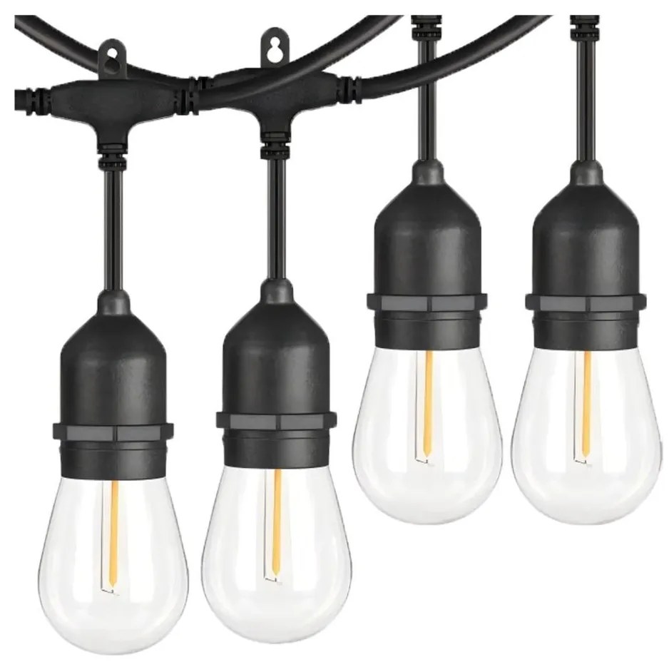 MAXLED LED Kültéri dekoratív lánc 15xE27/1W/230V 15 m IP65 fekete MX0252