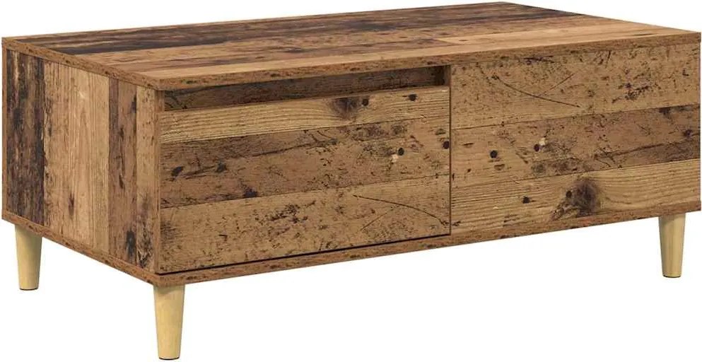 vidaXL Dohányzóasztal fiókkal Öreg fa 90 x 50 x 35 cm Faanyag