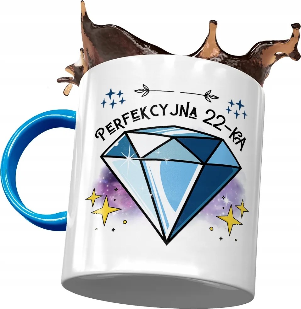 Kék Bögre Születésnapra 22 22. 22. Nyomtatott Fotóval