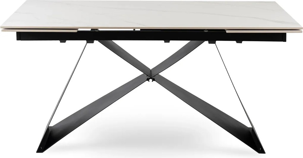 Kihúzható kerámia étkezőasztal 160–240 cm méretben, fehér márvány/fekete színben VICTOR