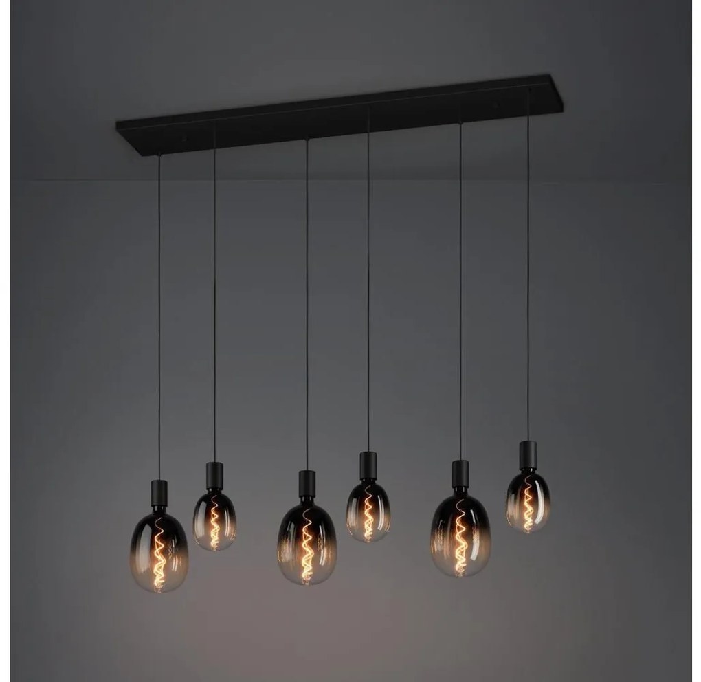 Eglo 390268 - Csillár zsinóron HUEBRO 6xE27/40W/230V fekete