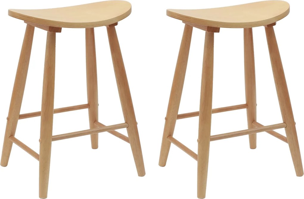 vidaXL Étkező Székek 2 pcs Természetes 46 x 37 x 63 cm Tömör Gumi Fa