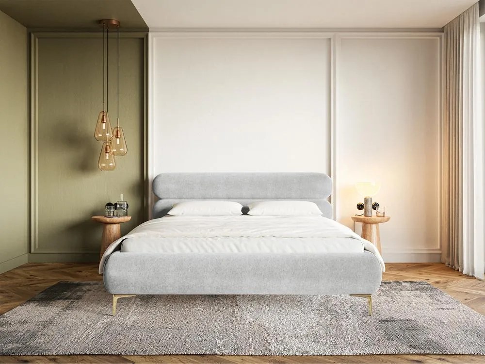 Franciaágy 180 cm Rirri 180B (ágyráccsal) (világosszürke + arany). 1099867