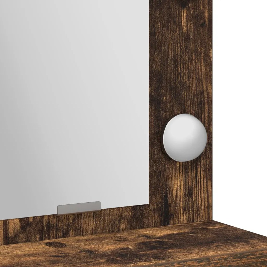 Sminkasztal LED világítással Füstölt tölgy 79x41x135 cm