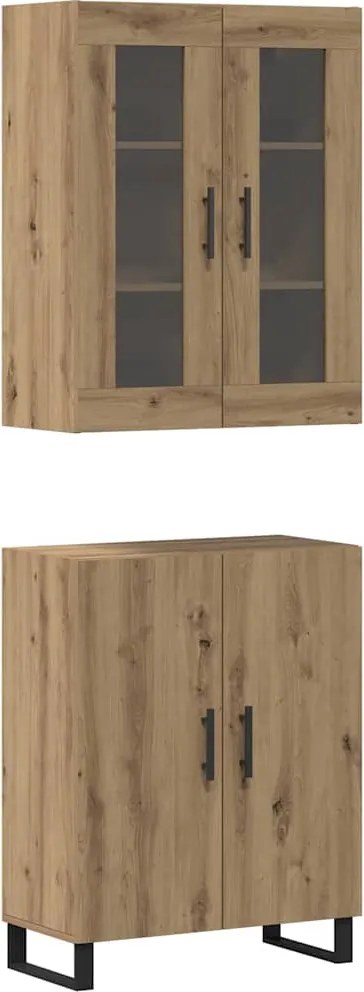 vidaXL Magasfiú 2 pcs kézműves tölgy Faanyag