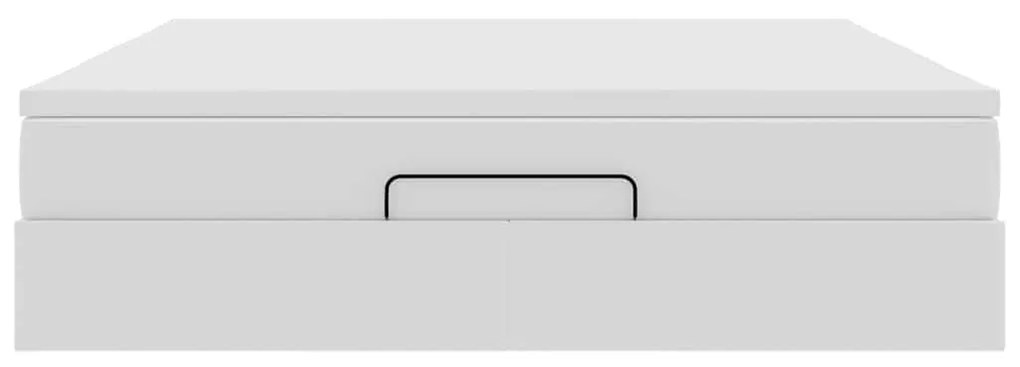 Ottomán ágykeret matraccal fehér 180x200cm műbőrrel