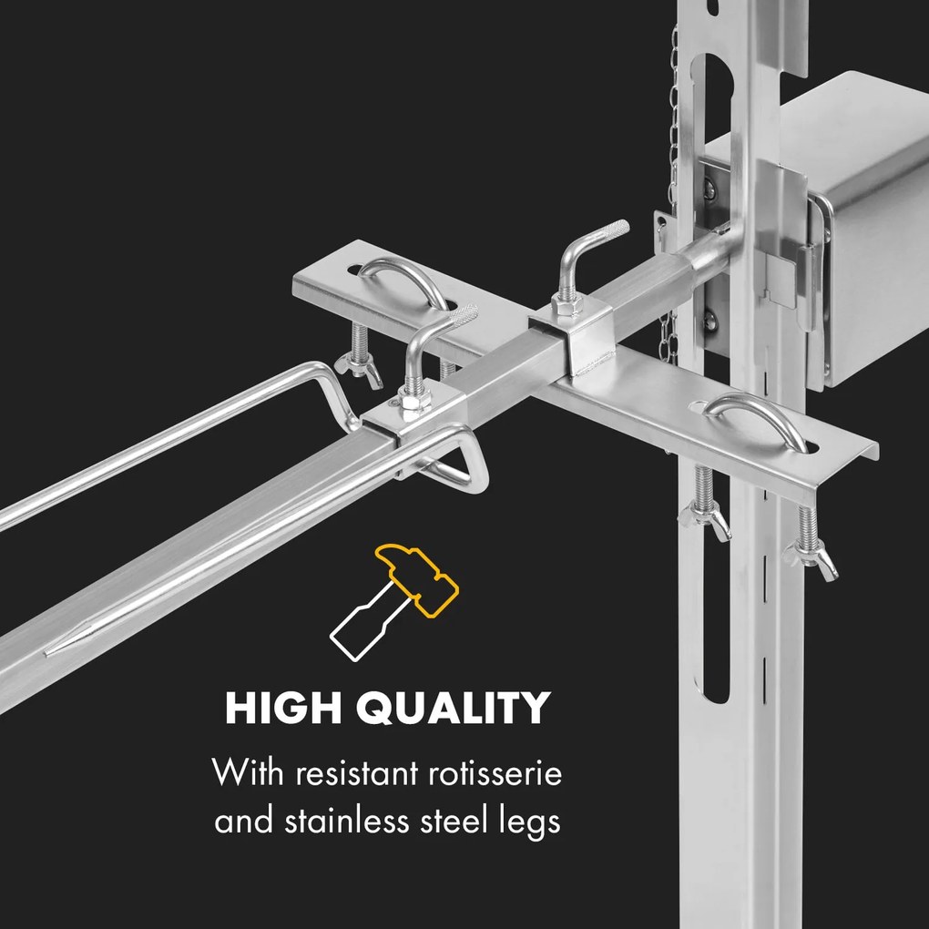 Klarstein Sauenland Survivor, malacsütő grill, forgó nyárs, 12 W, 70 kg max., rozsdamentes acél