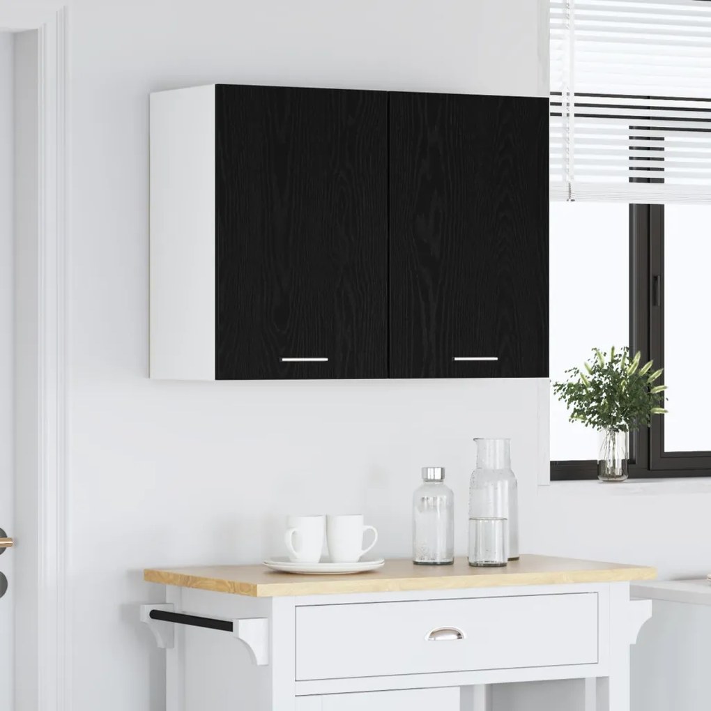 Fekete Tölgy Függőszekrény - 80x31x60 cm - Mérnöki Fából Készült