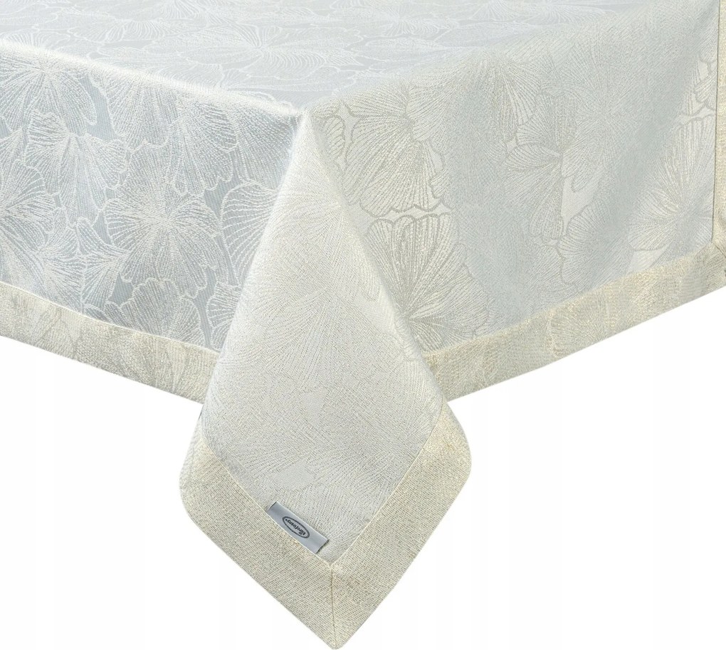 Abrosz Lilian 145x400 cm krémszínű dekoratív levelek prémium asztalra Boho