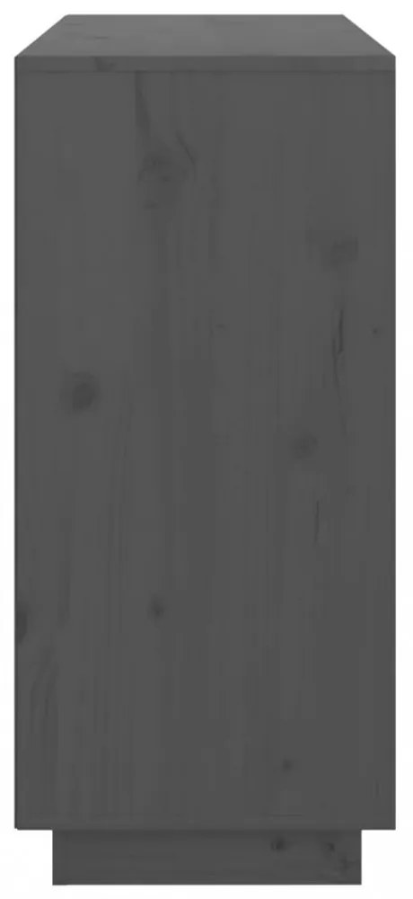 szürke tömör fenyőfa tálalószekrény 111 x 34 x 75 cm