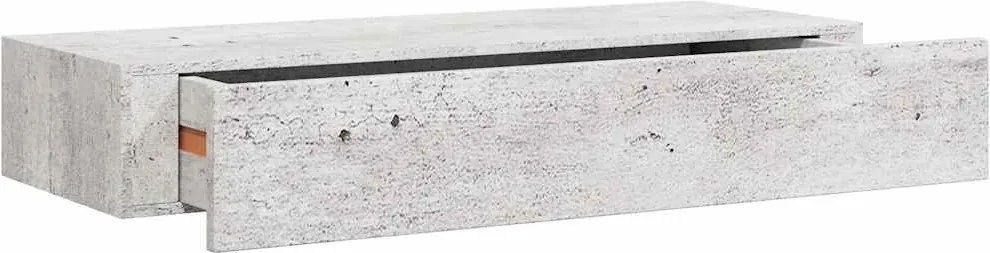 vidaXL betonszürke MDF falra szerelhető fiókos polc 60 x 23,5 x 10 cm
