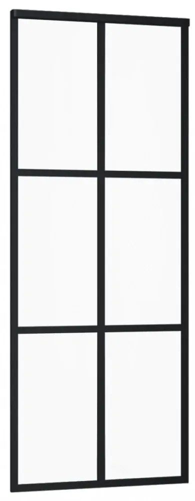 fekete ESG üveg és alumínium tolóajtó 76 x 205 cm