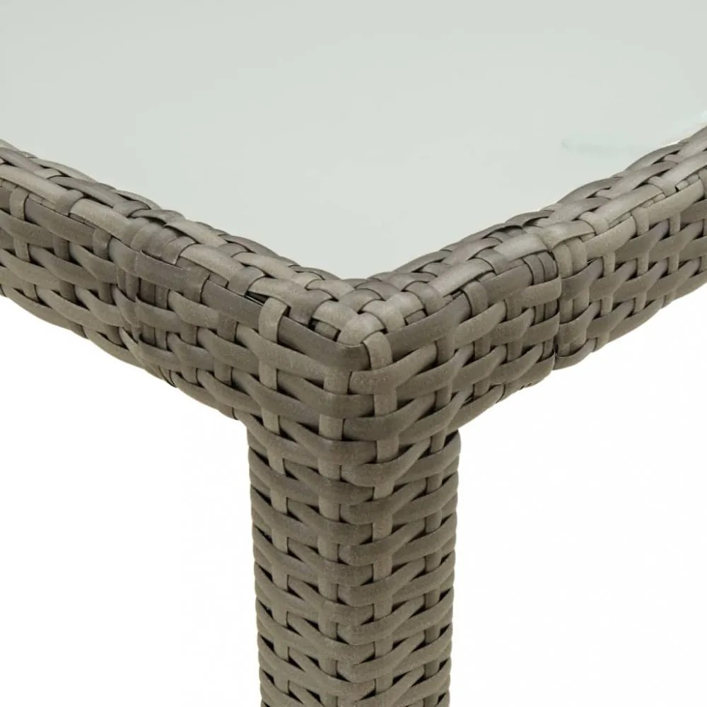 szürke polyrattan és edzett üveg kerti asztal 150 x 90 x 75 cm