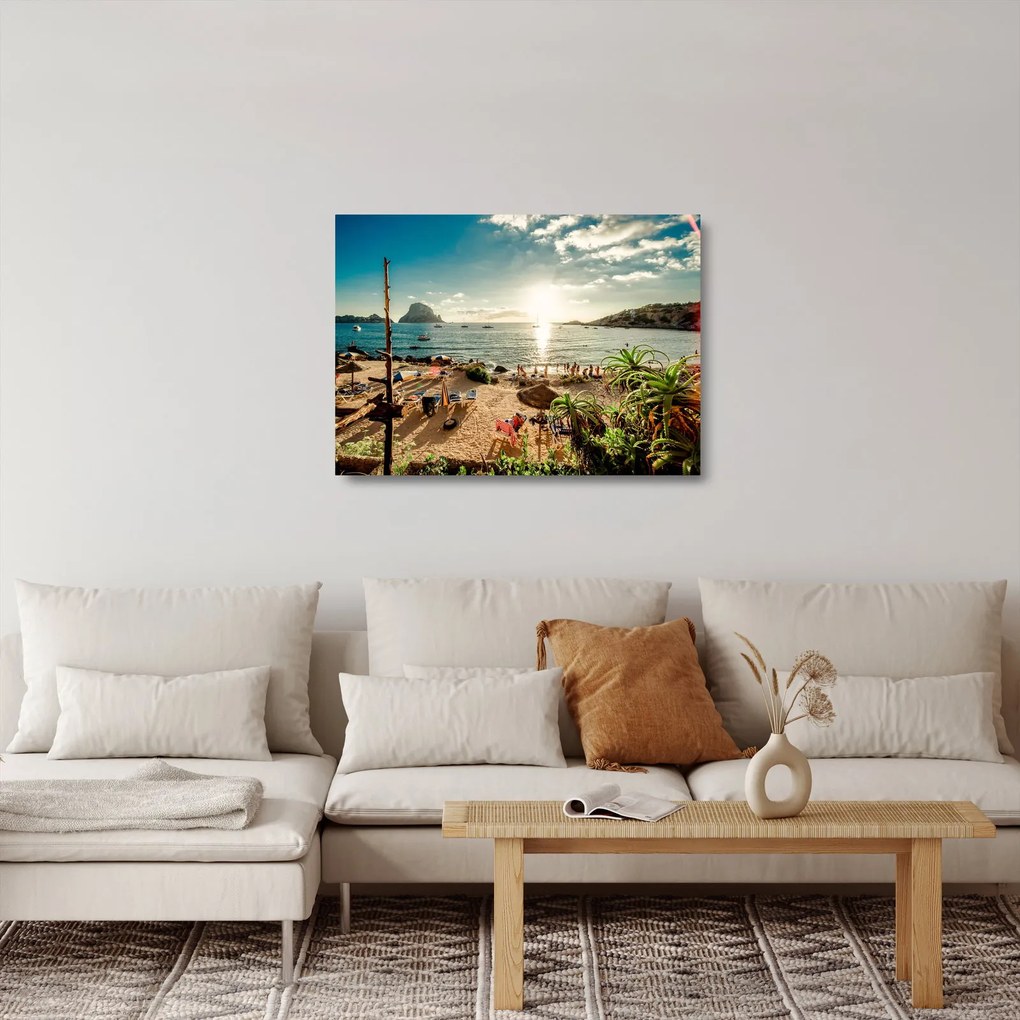 Üveg kép - Strand emberekkel (70x50 cm)