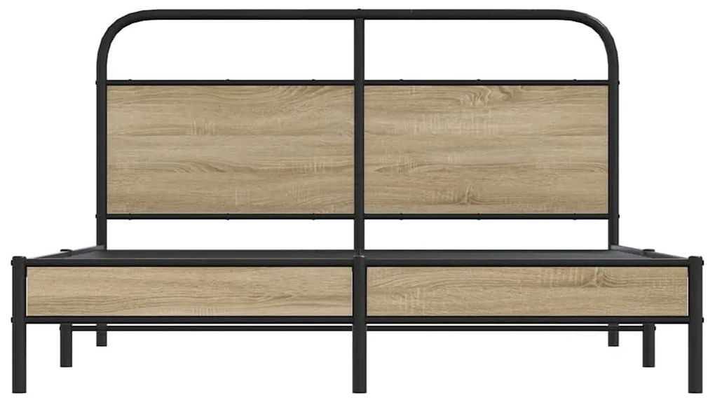 ágykeret matrac nélkül 150x200 cm füstölt tölgy fűrészelt fa