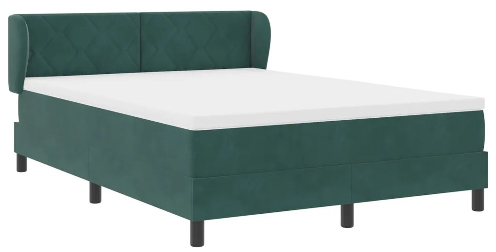 Boxspring Ágy Mattal Sötét Zöld 140x200 cm Bársonyos