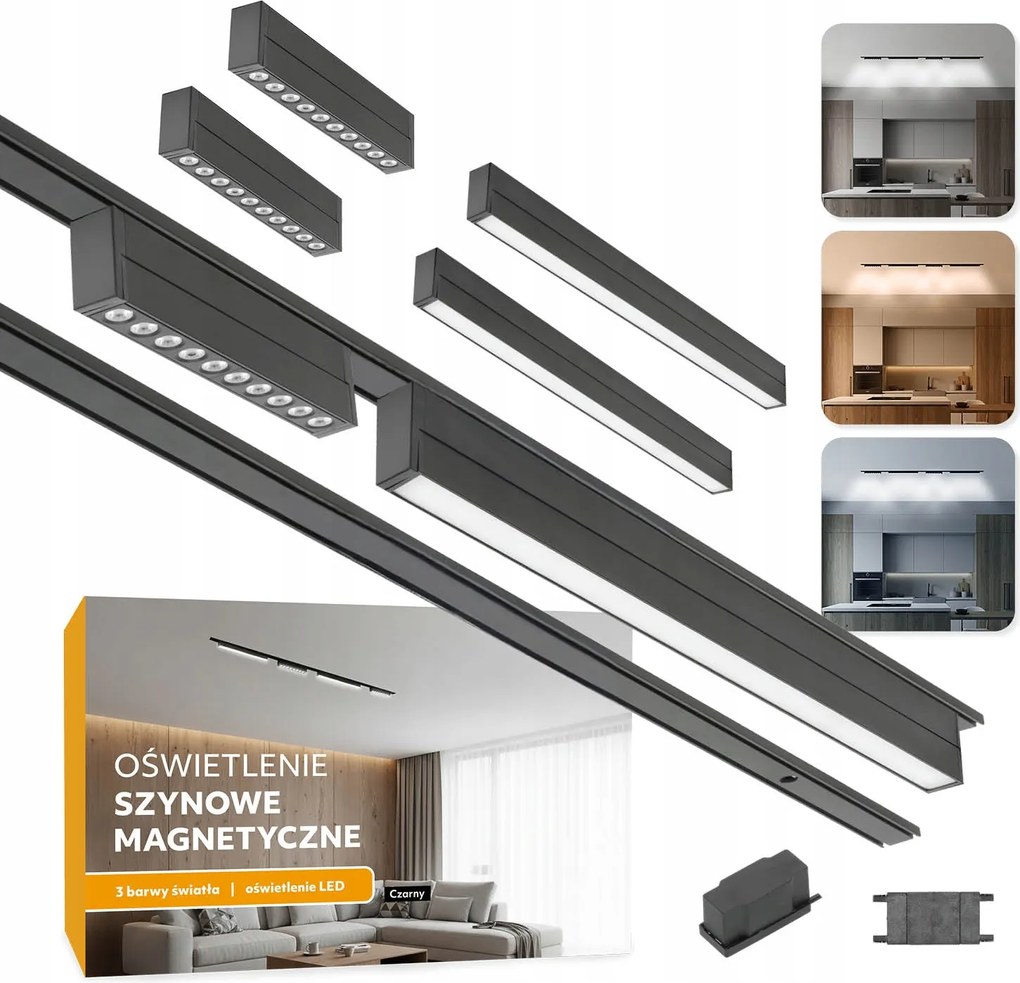 Mágneses sínvilágítás 2x Sín 1m 4x Led lámpa 5 év garancia