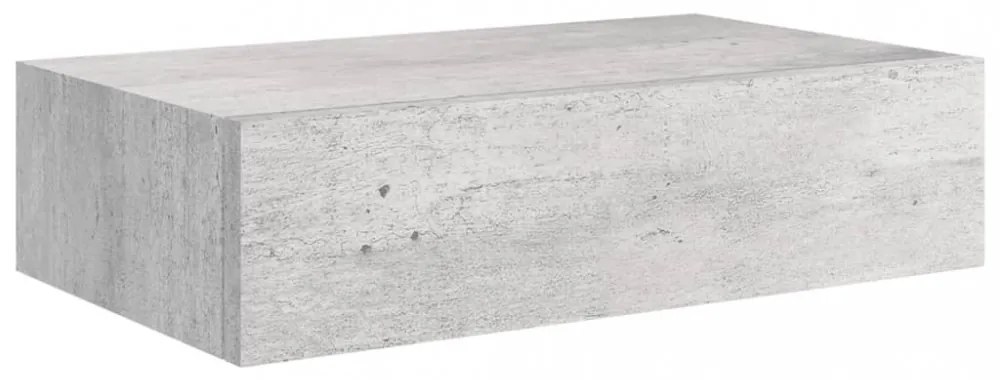 2 db betonszürke MDF falra szerelhető fiókos polc 40x23,5x10 cm