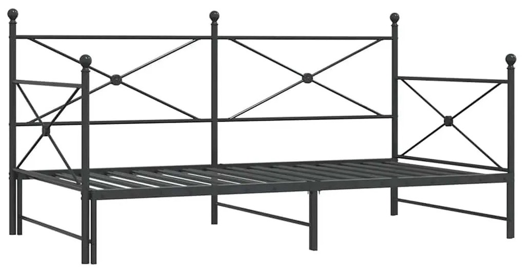 kihúzható kanapéágy matrac nélkül fekete 100x190 cm acél