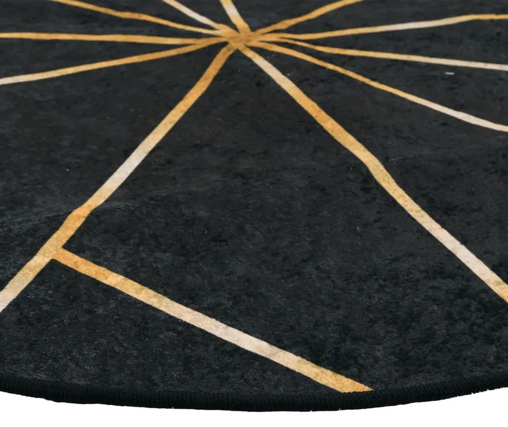 fekete-arany mosható csúszásgátló szőnyeg Ø 120 cm