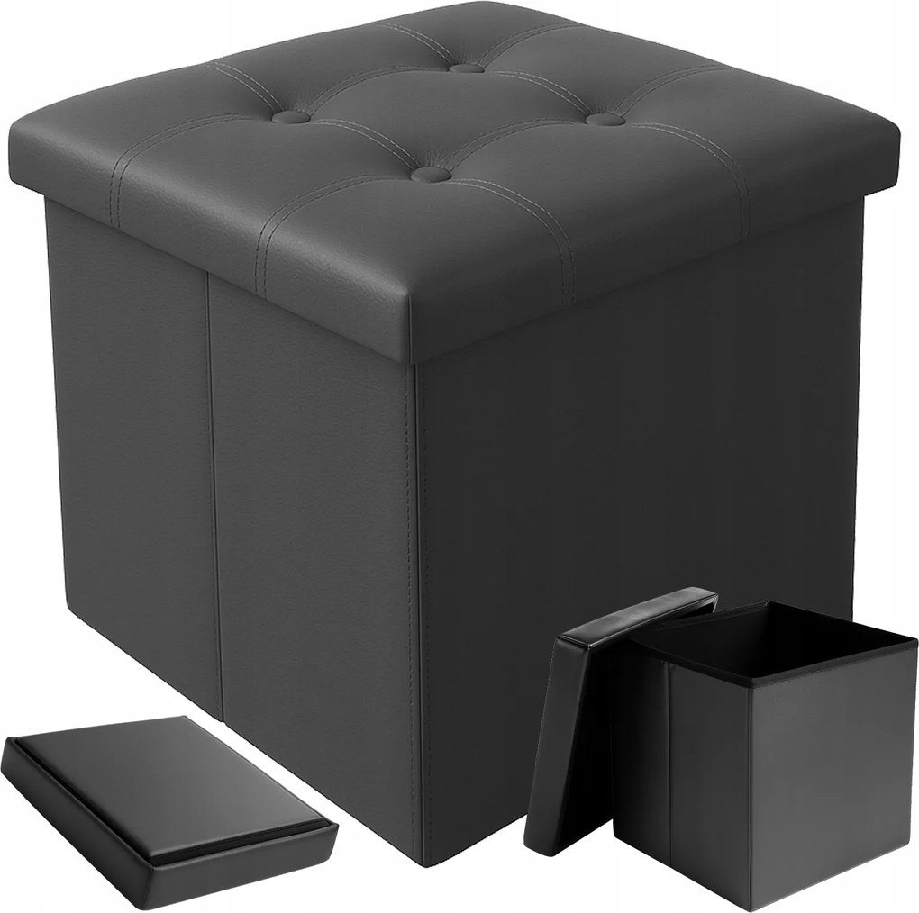 Ruhhy Összecsukható szék tárolóhellyel, öko bőrből, 39l, szürke