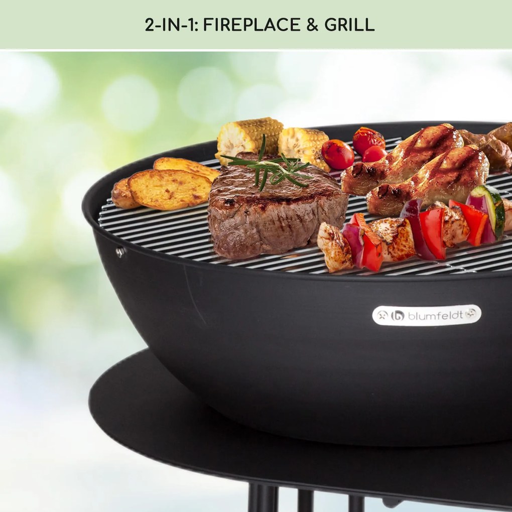Blumfeldt Nantai, grillállomás, tűzrakóhely: Ø 50 cm, grillrács: Ø 48 cm, asztali kivitel