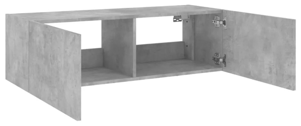 betonszürke fali TV-szekrény LED-világítással 100 x 35 x 31 cm
