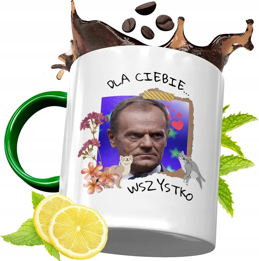 Donald Tusk Zöld Bögre Ajándék Nyomtatott Fotóval