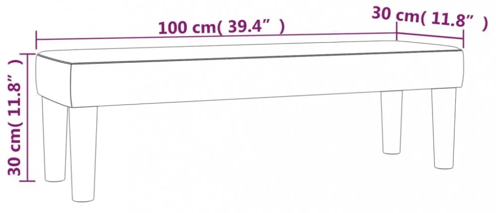 vidaXL kék szövet pad 100 x 30 x 30 cm