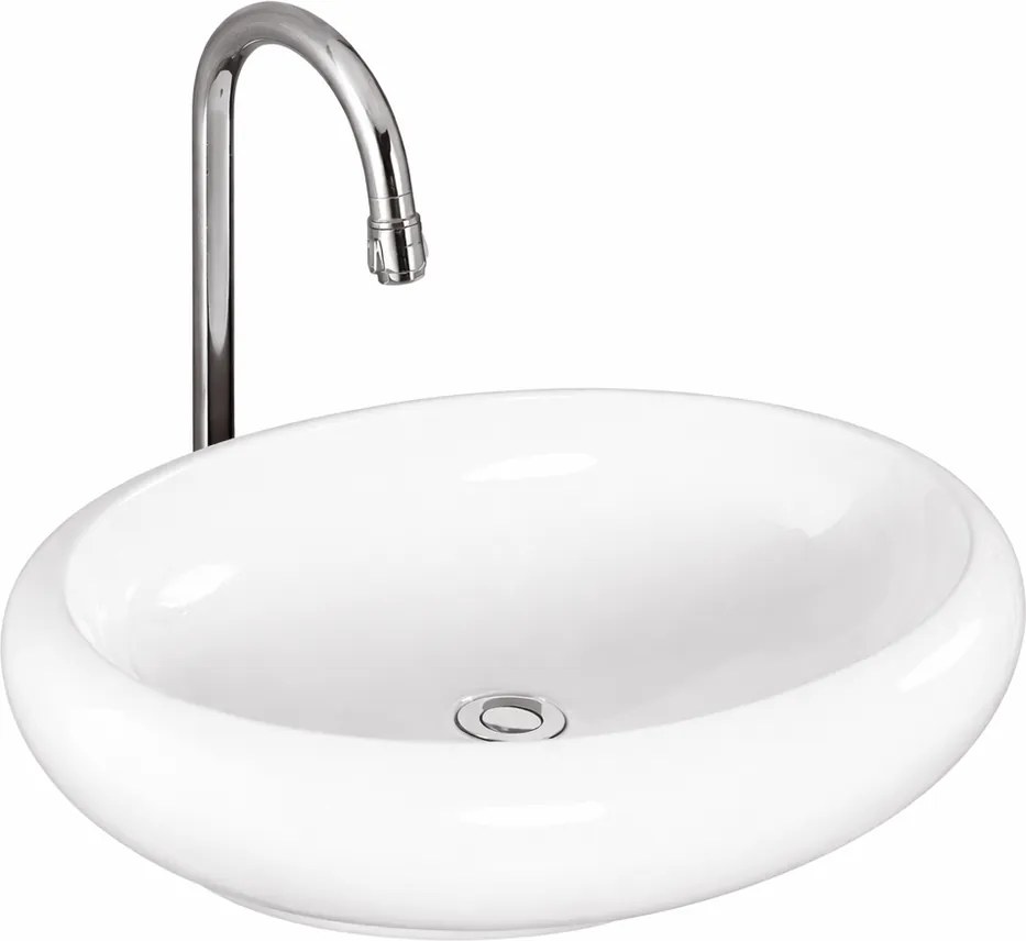 MERANO || Pultra helyezhető mosdókagyló, kerámia, fehér, ovális