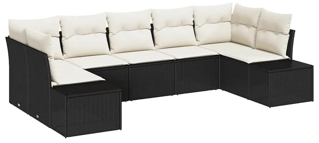 Kerti Kanapé Szett 7 pcs Fekete és krémszínű 289 x 154 x 85 cm