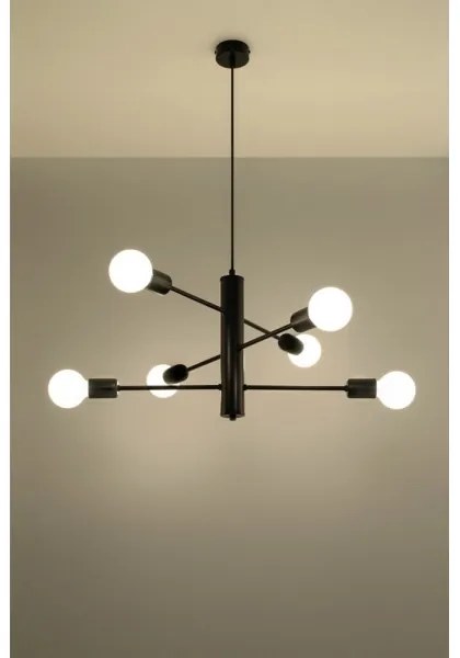 Csillár zsinóron DUOMO 6 6xE27/60W/230V fekete