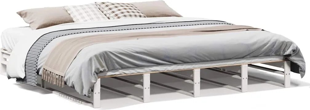 vidaXL fehér tömör fenyőfa ágy matrac nélkül 200 x 200 cm