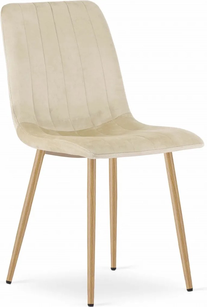 Étkezőszett 1 + 4, fehér étkezőasztal ADRIA 120x80 cm + krémszínű bársony szék LAVA