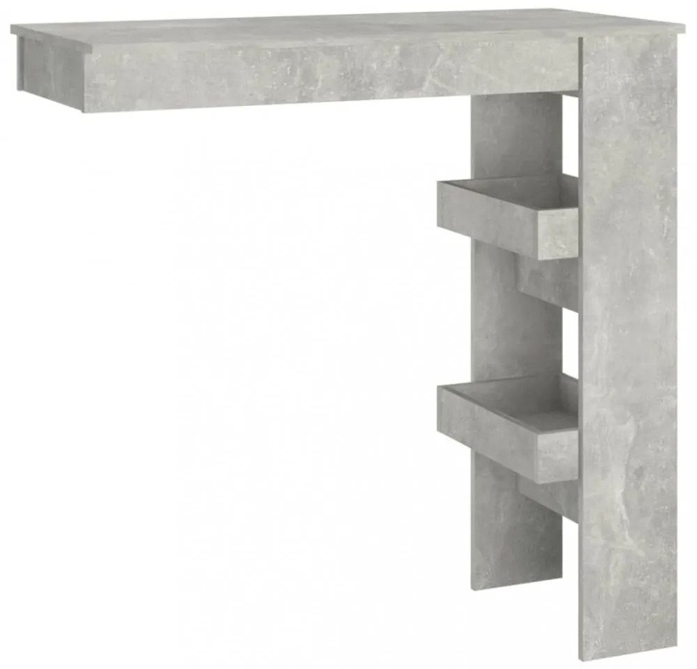 betonszürke fatermék fali bárasztal 102 x 45 x 103,5 cm