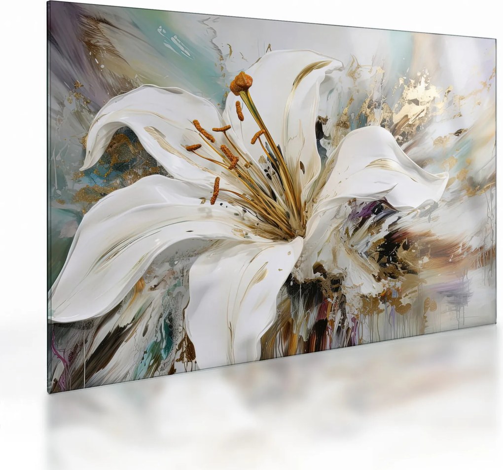 Üveg kép - Absztrakció liliommal (70x50 cm)