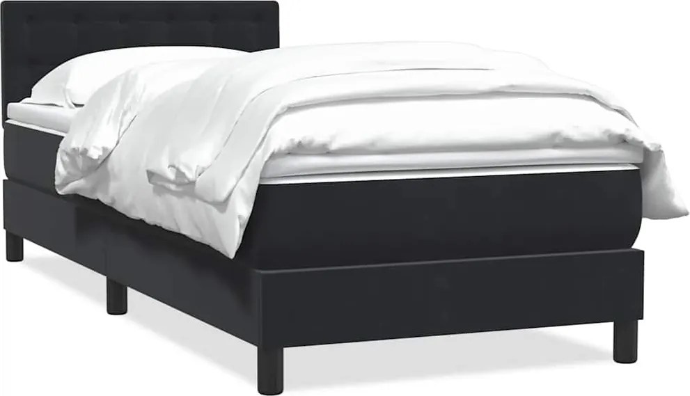 vidaXL fekete bársony rugós ágy matraccal 90x210 cm