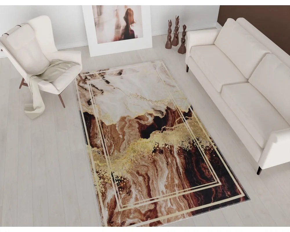 Barna-krémszínű mosható futószőnyeg 80x200 cm – Vitaus