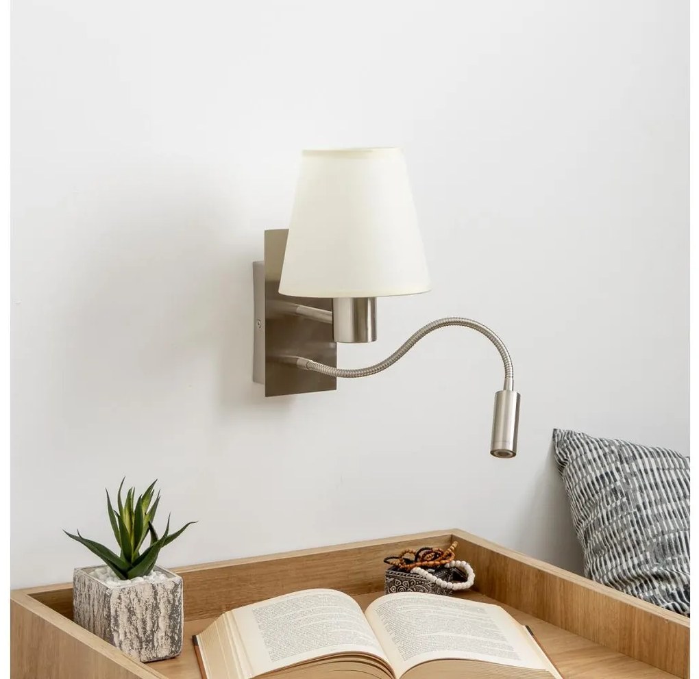 Brilagi -LED Rugalmas fali lámpa NUBILA 1xE27/25W/230V+LED/3W matt króm/krémes