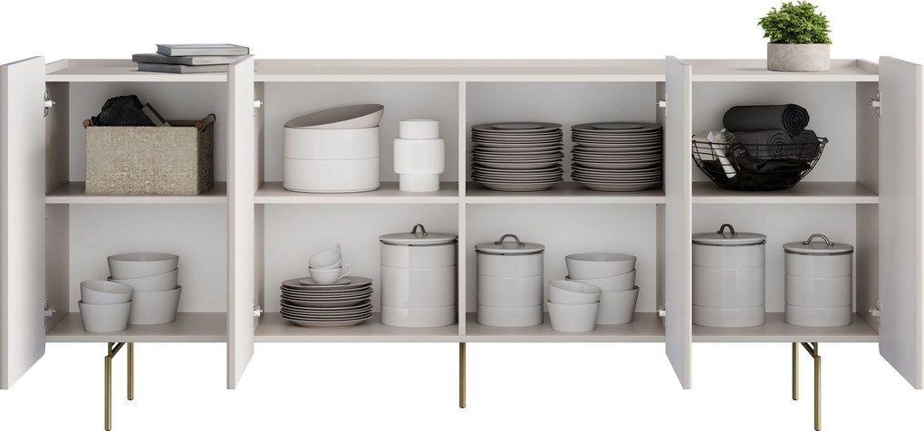 Malmi komód 200 cm - kasmír / arany lábak