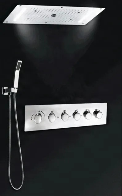 Falba süllyesztett zuhanyrendszer ELITE EDITION BCS1557 LED-világítással, fekete és matt fekete felülettel — Króm