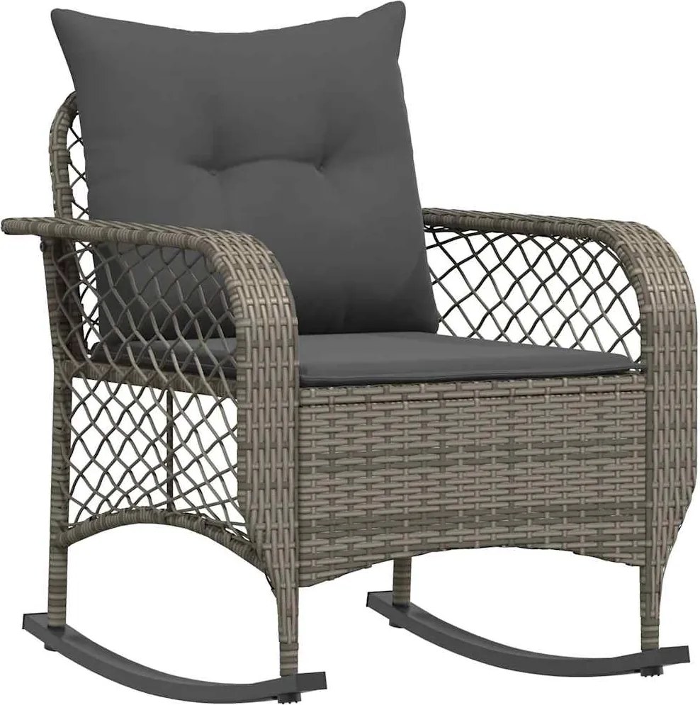 vidaXL szürke polyrattan kerti hintaszék párnával