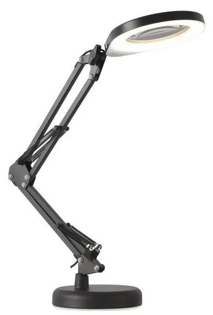 Kobi LED Dimmelhető asztali lámpa nagyítóval 2in1 AURIQ LOUPE LED/10W/5V 3000/4000/6500K fekete KB0526