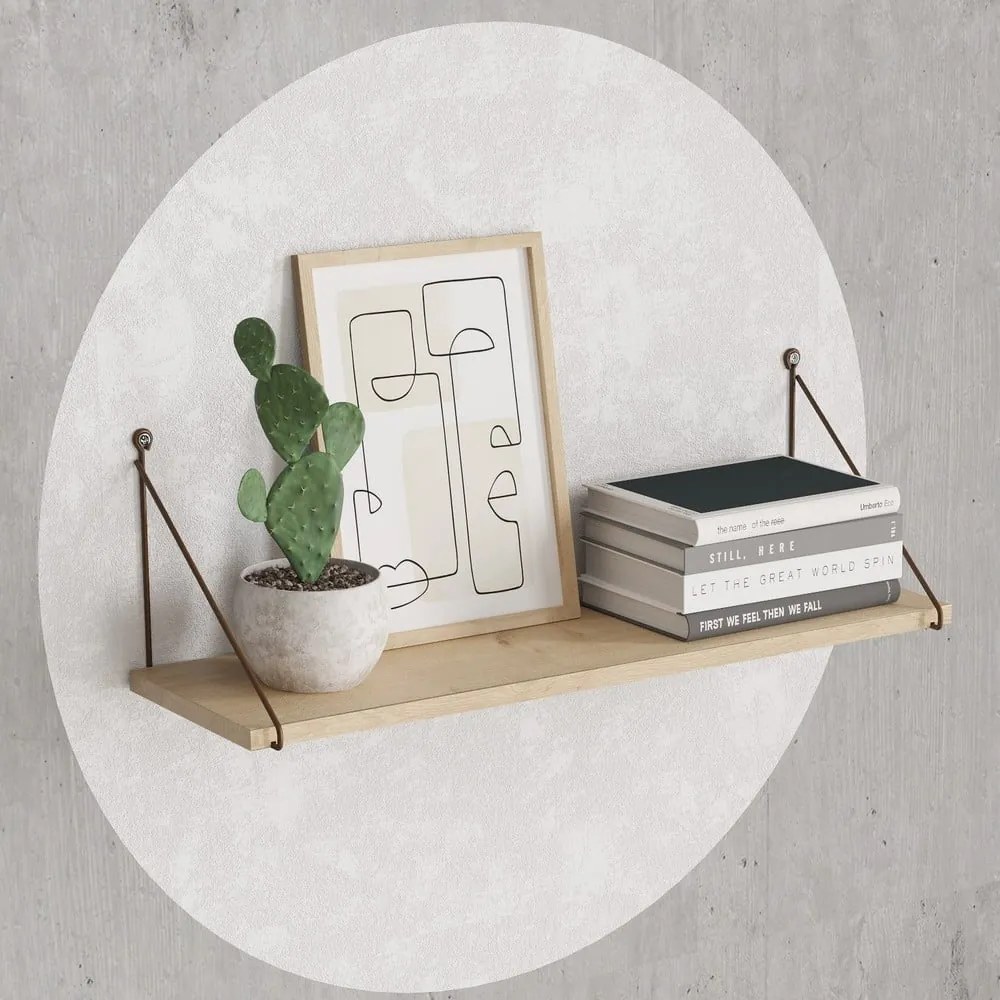 Natúr színű fali polc tölgyfa dekorral 72 cm Armoni – Kalune Design