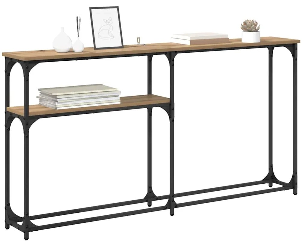 vidaXL Konzolasztal Artisan tölgy 145 x 22,5 x 75 cm Faanyag