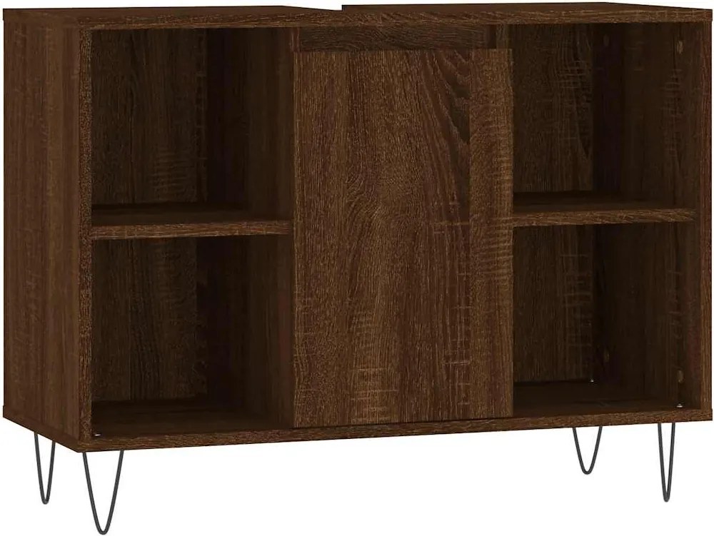 vidaXL barna tölgyszínű szerelt fa mosdószekrény 80 x 33 x 60 cm