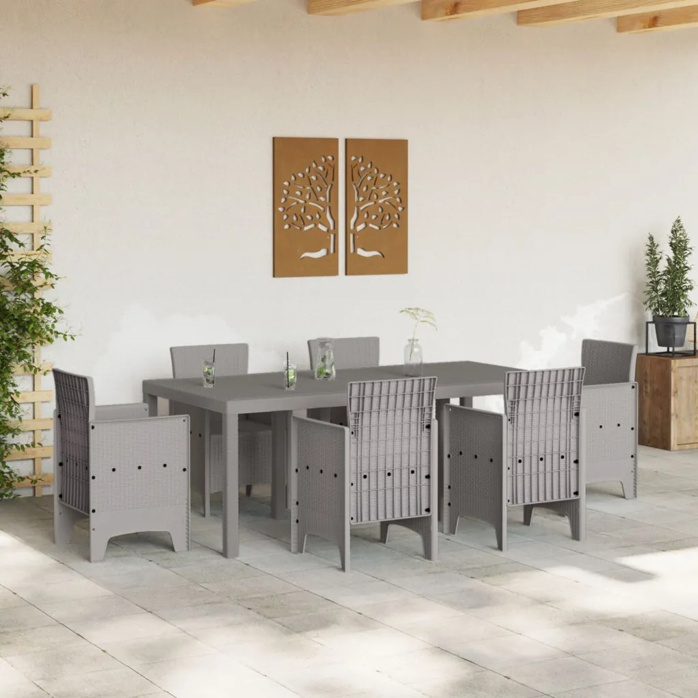 Kerti Asztal Világosszürke 200x100x73 cm Polyrattan