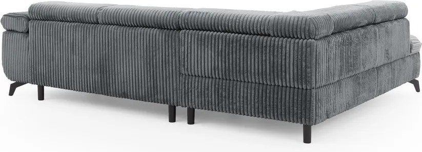 Szürke kordbársony sarokkanapé (bal oldali-L alakú) Marbeya – Ropez